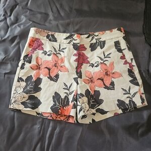 Ann Taylor Floral Print Women's Shorts - Black, Pink, Cream